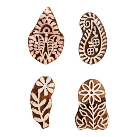 Set of 4 Piece New Mix Wooden Printing Block